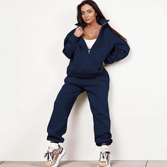 Long Sleeve Half Zip Short Hoodie