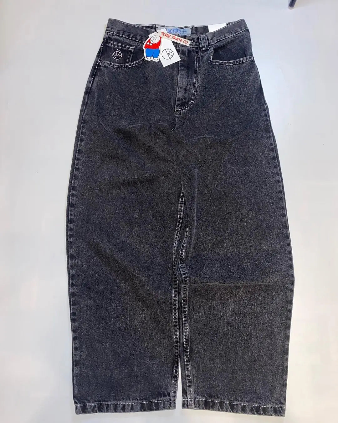 Džinsai Y2K retro stiliaus, aukštu liemeniu