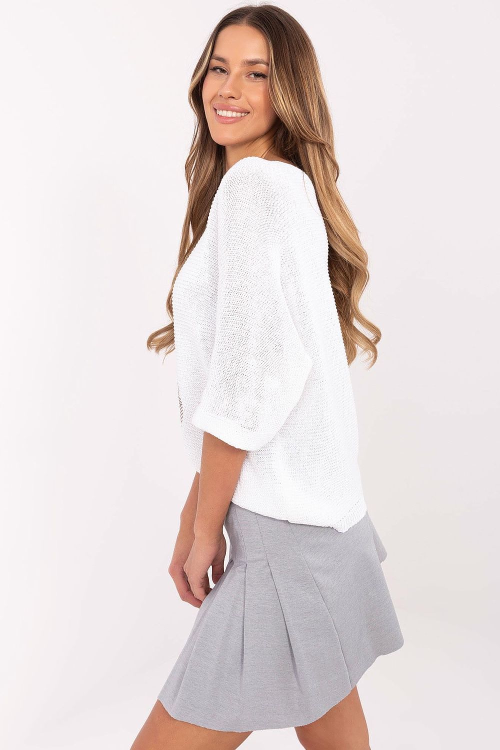 Megztinis trumpomis rankovėmis model 206702 Italy Moda