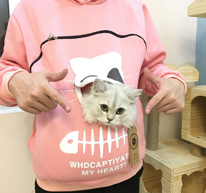 Džemperis merginom su kišene katinui