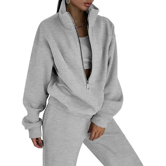 Long Sleeve Half Zip Short Hoodie