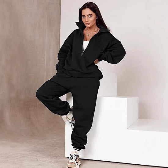 Long Sleeve Half Zip Short Hoodie