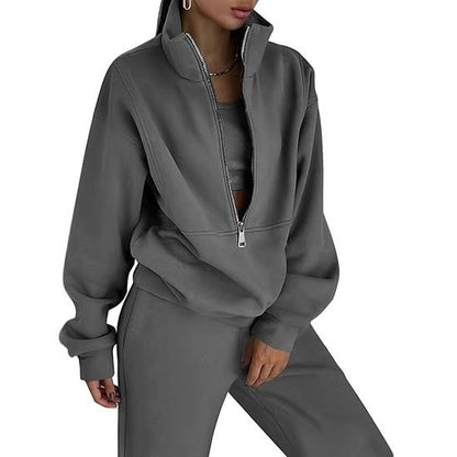 Long Sleeve Half Zip Short Hoodie